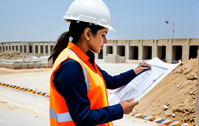 **
"A professional female architect in a fully clothed, modest business outfit, reviewing blueprints on a construction site in Karachi, Pakistan. She's wearing a hard hat and safety vest. Bright daylight. Perfect anatomy, correct proportions, well-formed hands, appropriate attire, safe for work, family-friendly, high-resolution, professional photography."
**