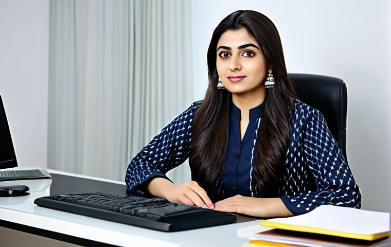 ** A professional businesswoman in a modest shalwar kameez, sitting at a desk in a modern office in Karachi, fully clothed, appropriate attire, safe for work, perfect anatomy, natural proportions, professional photography, high quality.
**