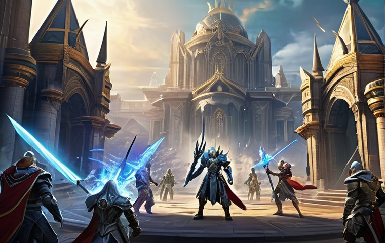 아이온 PvP 경험치 획득법 - **Aion PvP Epic Fortress Battle:**
A dynamic and epic battle scene set within a grand, semi-ruin...