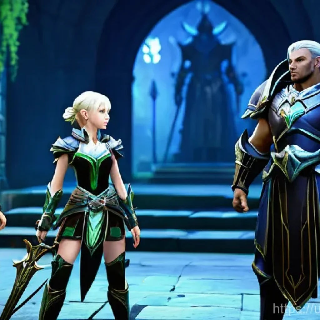 아이온 커뮤니티 가입 방법 - **Aion Group Mission in a Verdant Dungeon:** A diverse group of five Aion characters, fully clad in ...