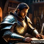 아이온 공성전 준비물 - **Prompt: "A seasoned fantasy warrior, heavily armored and equipped with an intricately enchanted sw...